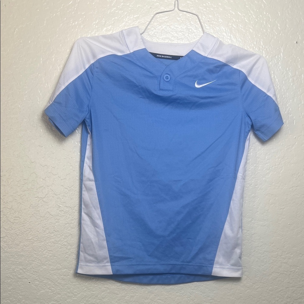Nike Light Blue and White Baseball Tee Size S